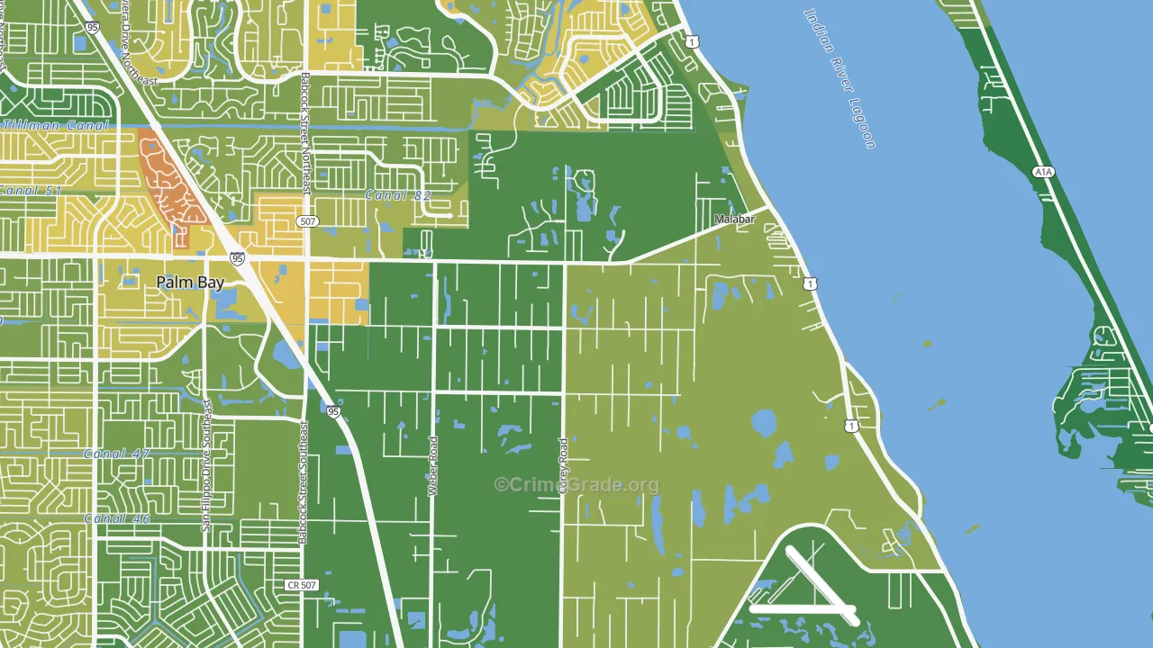 Malabar, FL Map of Murder Rates