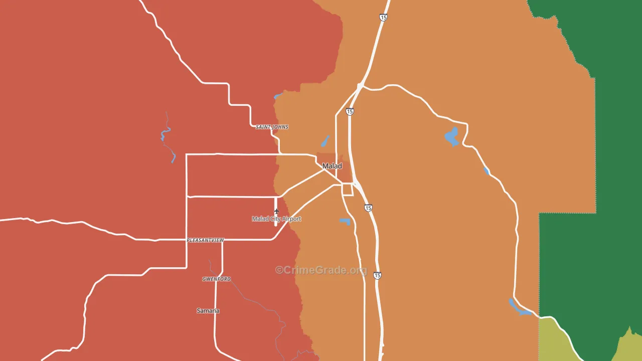 Malad City, ID Map of Murder Rates