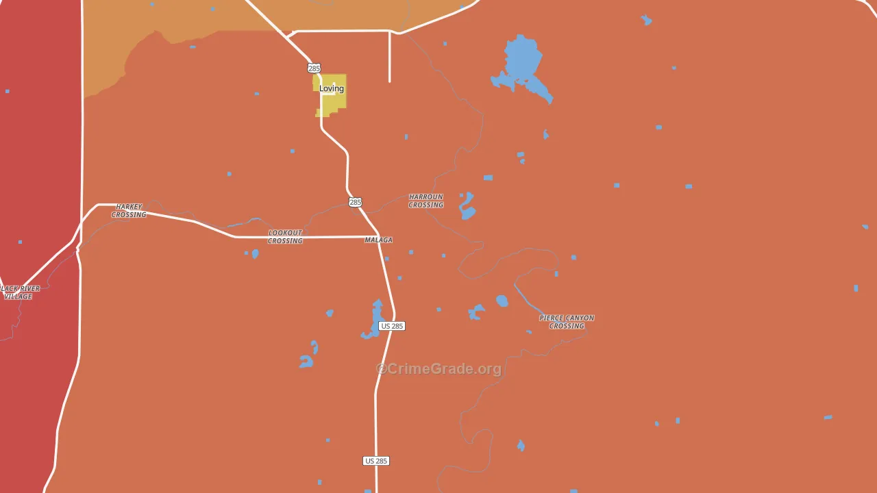 Malaga, NM Map of Murder Rates