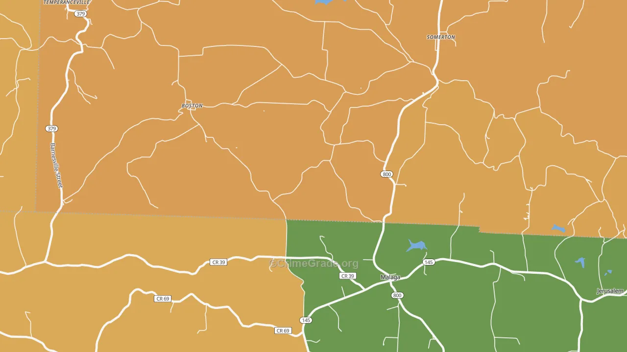 Malaga, OH Map of Murder Rates