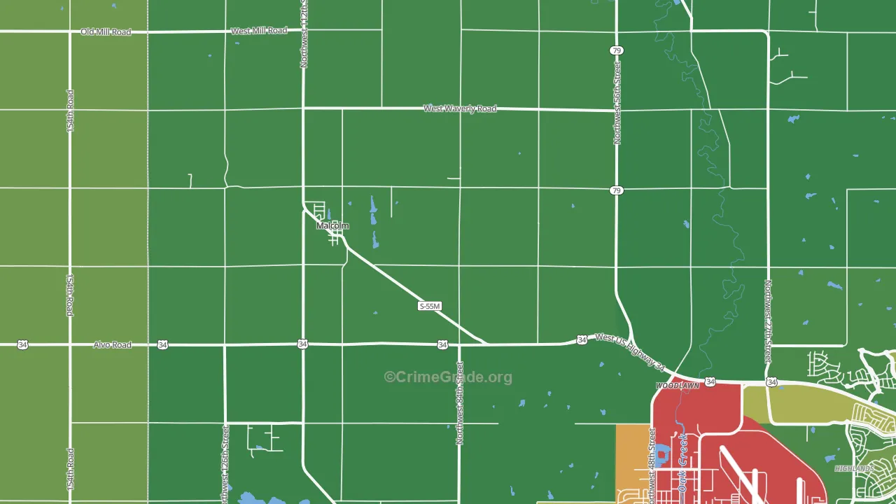 Malcolm, NE Map of Murder Rates