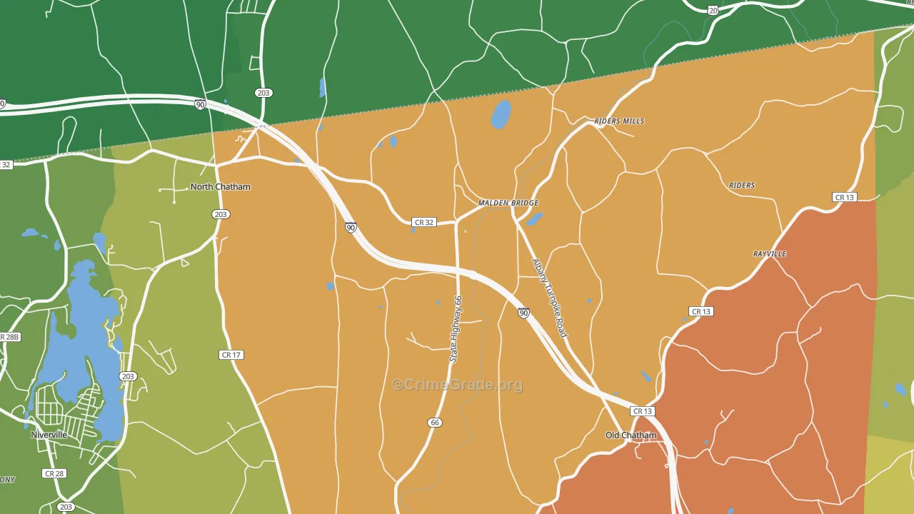 Malden Bridge, NY Map of Murder Rates