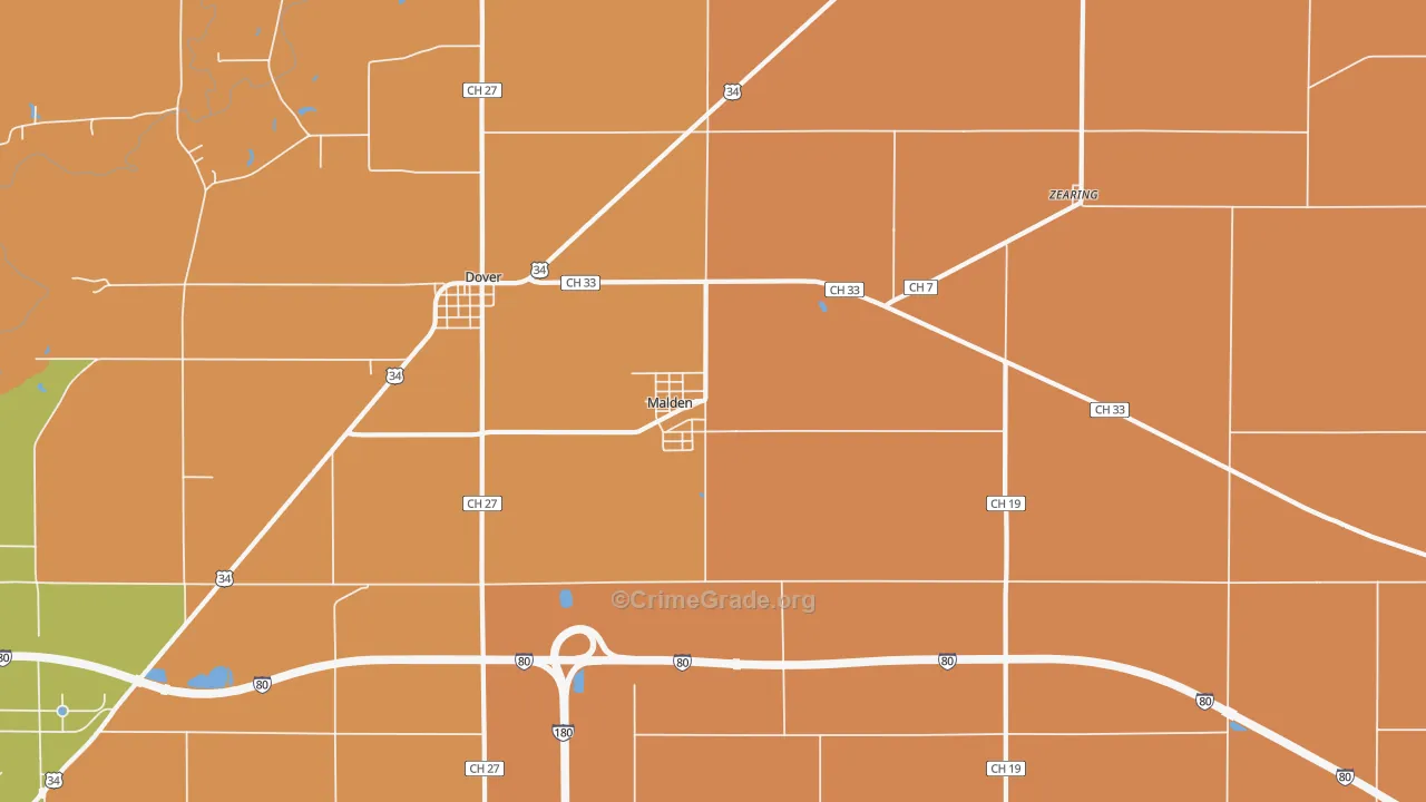 Malden, IL Map of Murder Rates