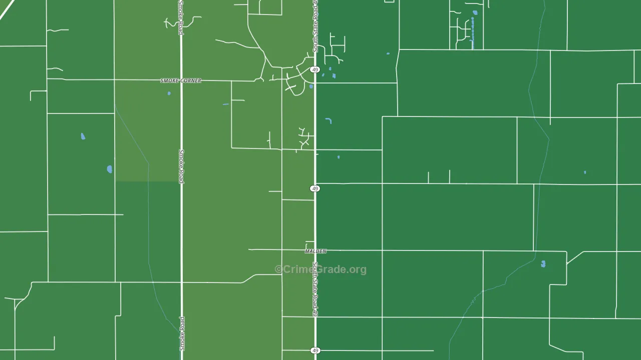 Malden, IN Map of Murder Rates