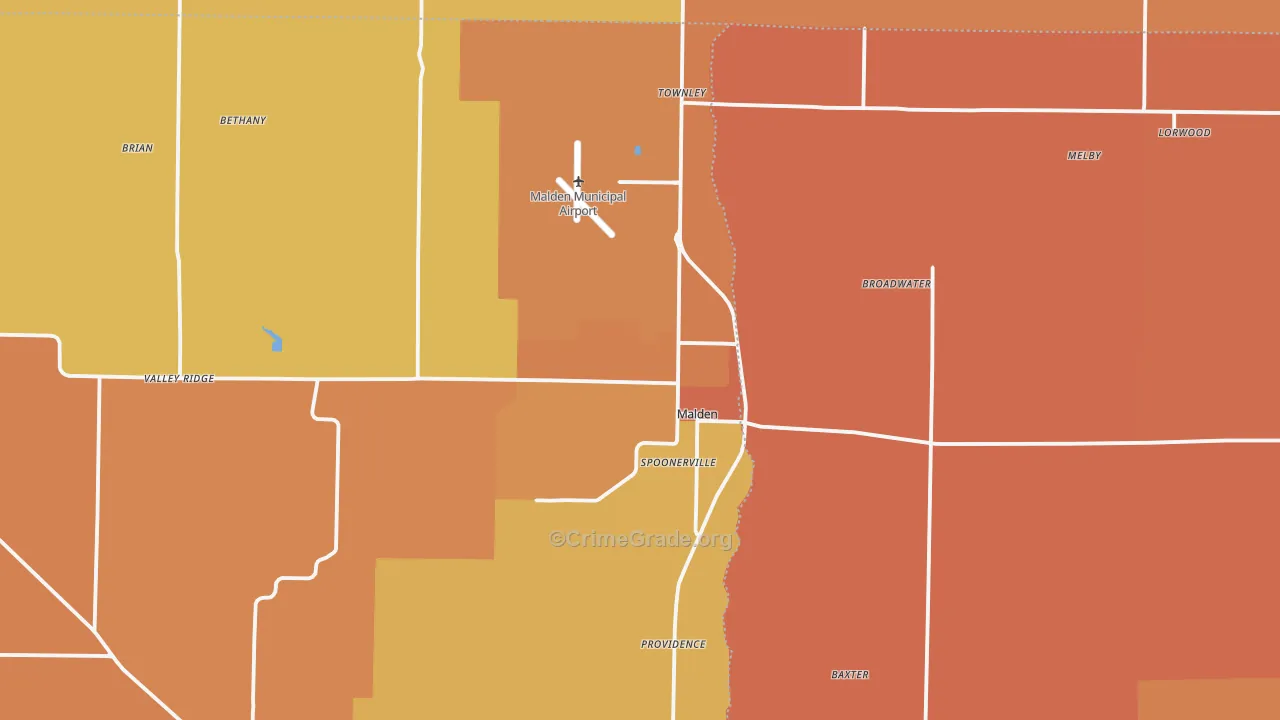 Malden, MO Map of Murder Rates