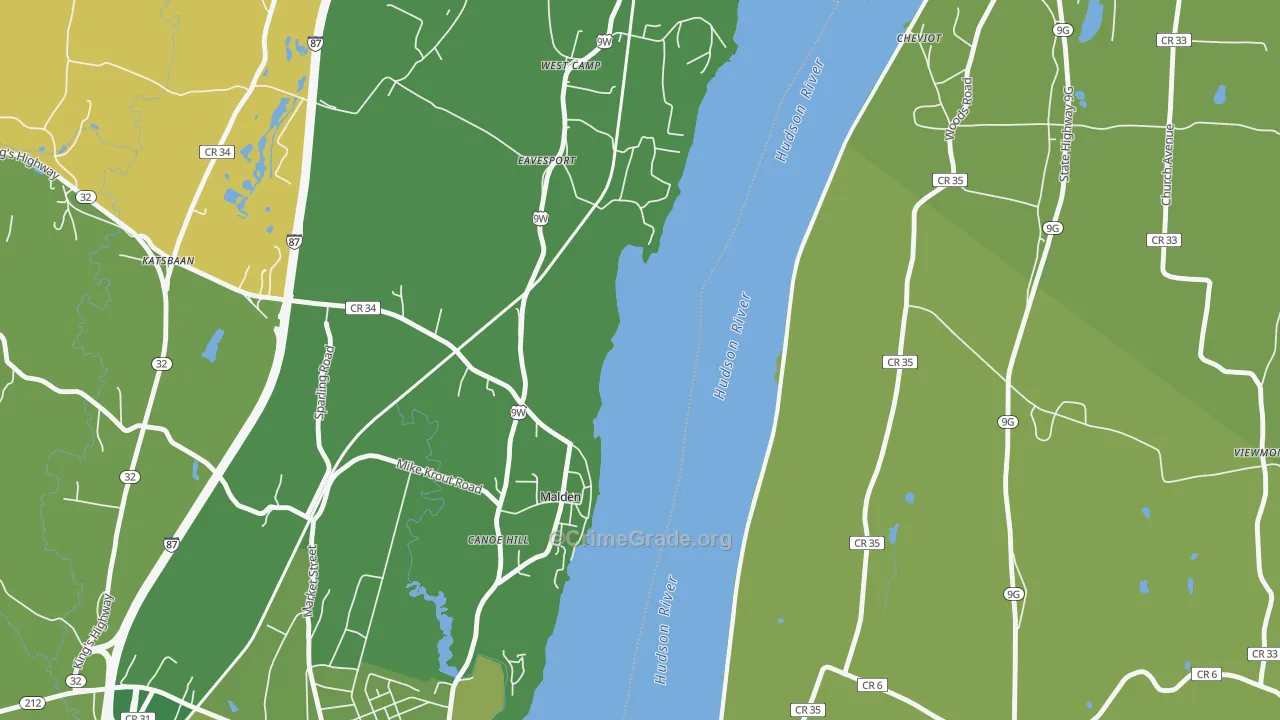 Malden-on-Hudson, NY Map of Murder Rates