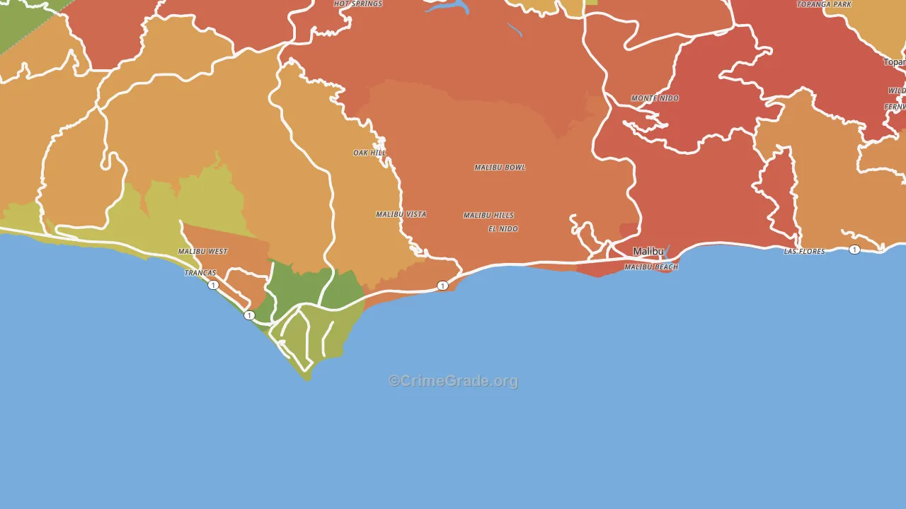 Malibu, CA Map of Murder Rates