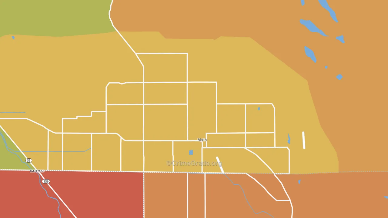 Malin, OR Map of Murder Rates
