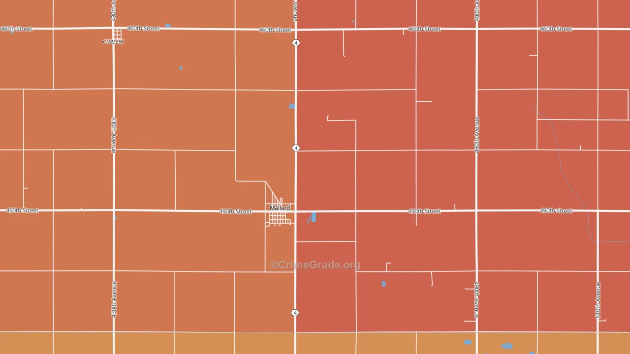 Mallard, IA Map of Murder Rates