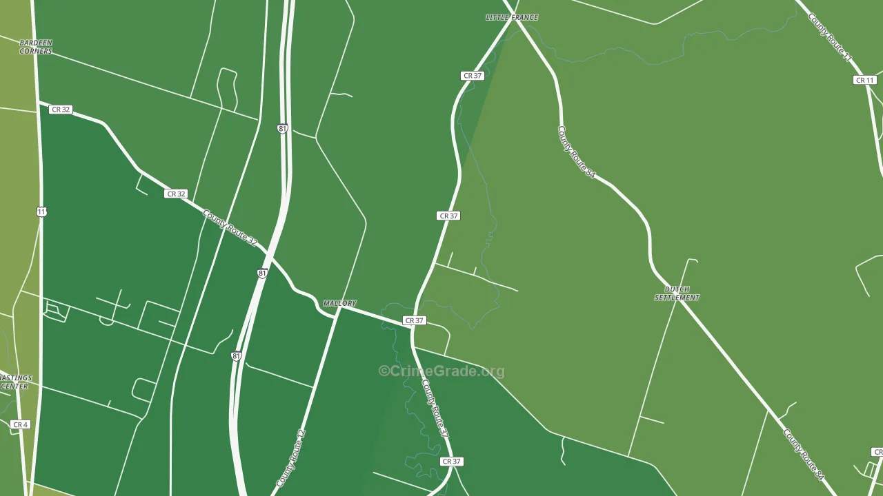 Mallory, NY Map of Murder Rates