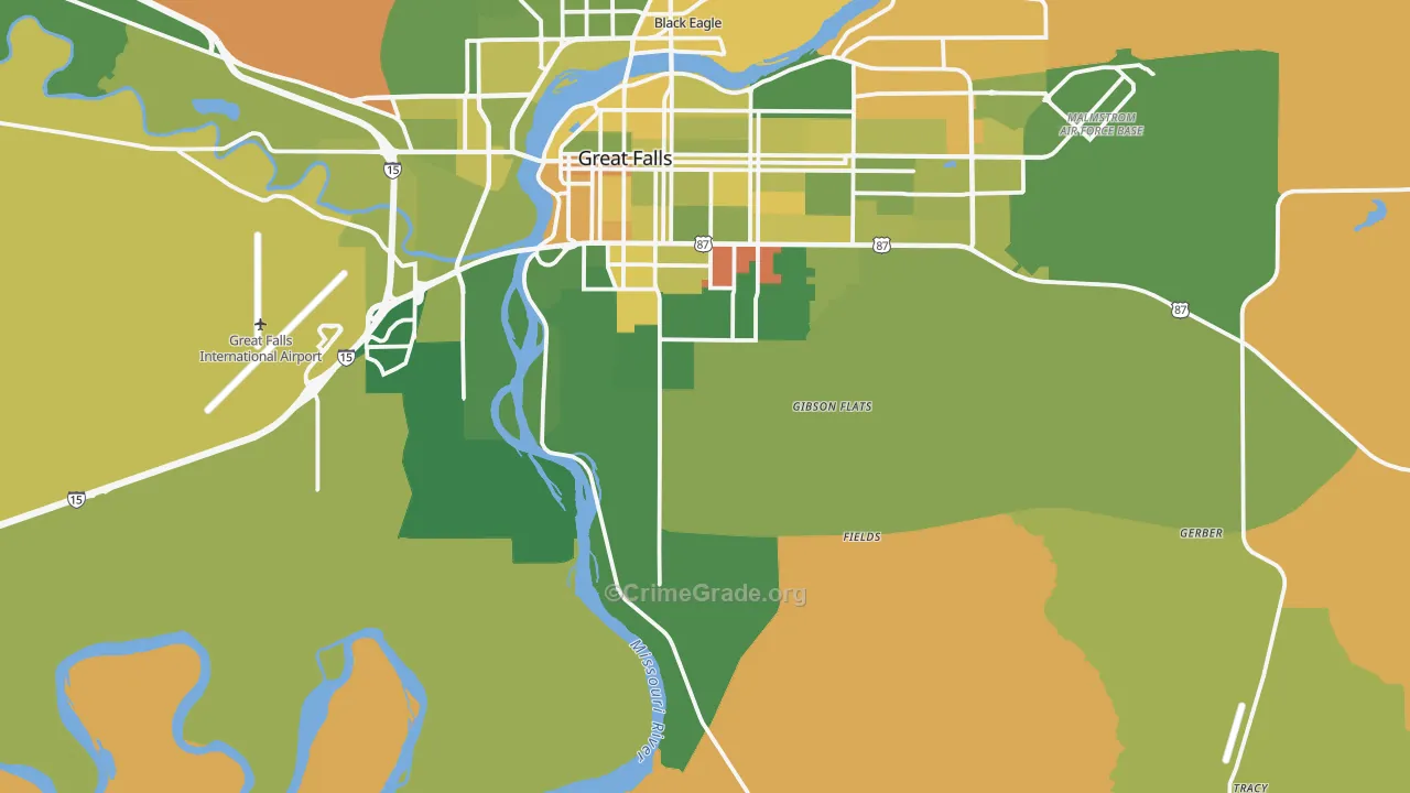 Malmstrom Air Force Base, MT Map of Murder Rates