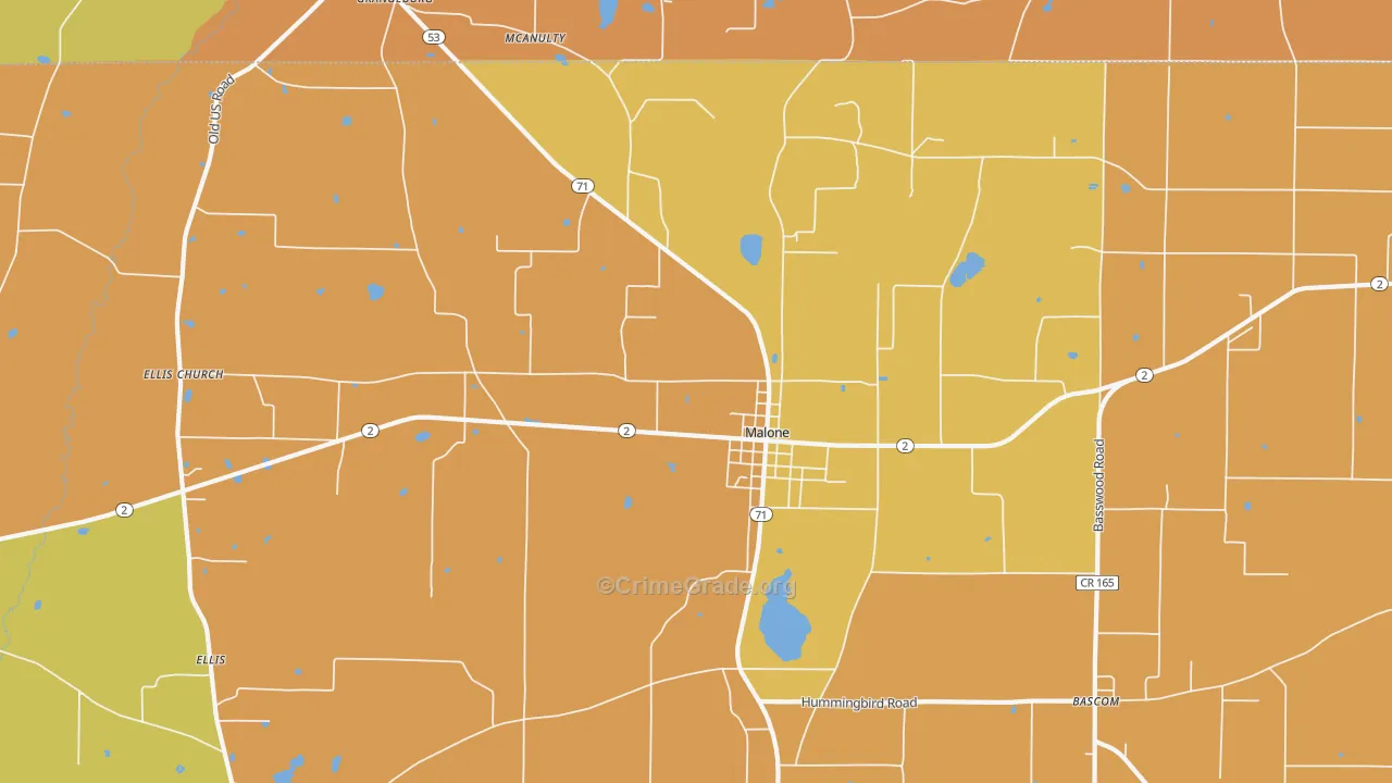 Malone, FL Map of Murder Rates