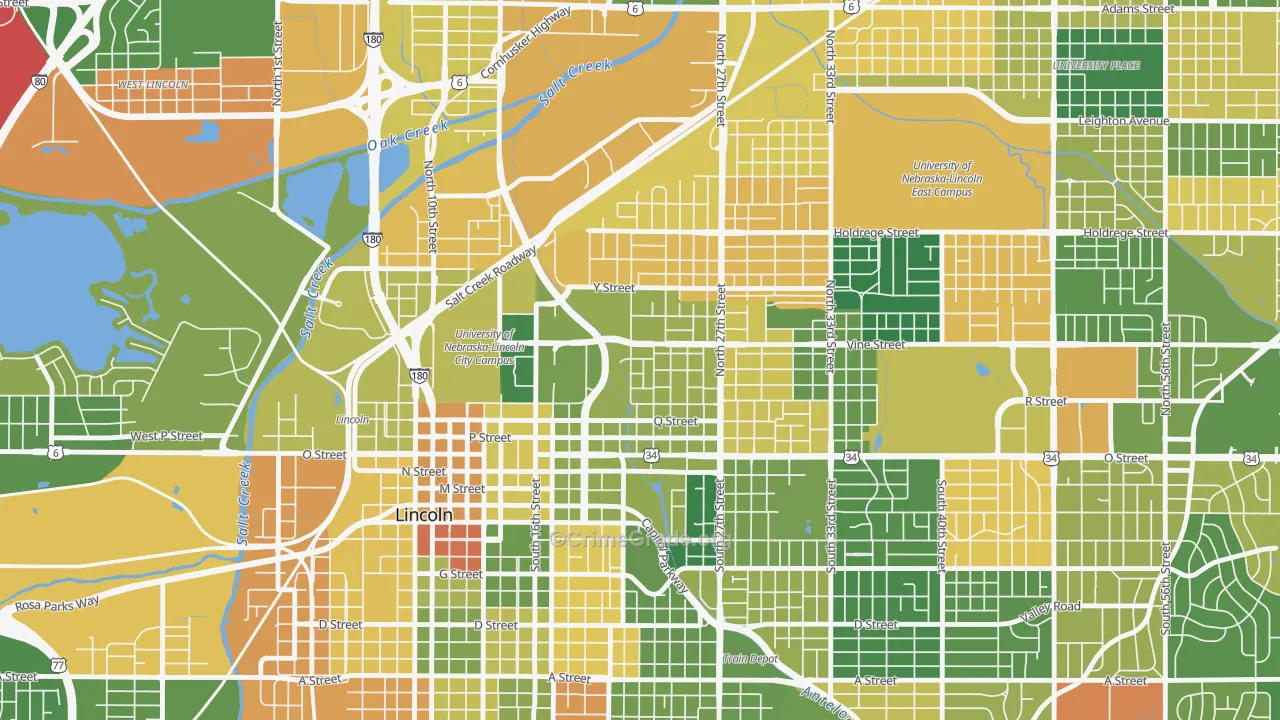 Malone, Lincoln, NE Map of Murder Rates