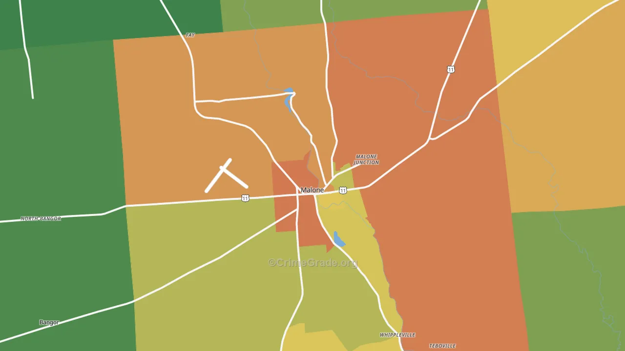 Malone, NY Map of Murder Rates