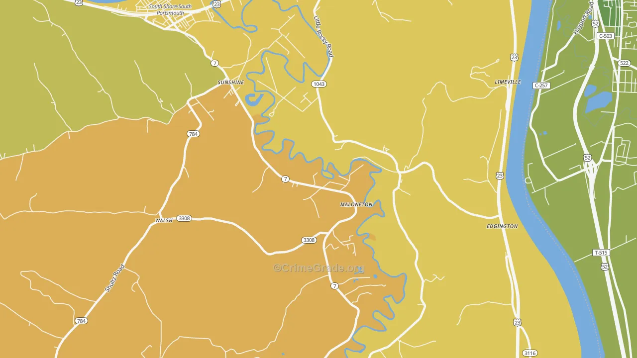 Maloneton, KY Map of Murder Rates