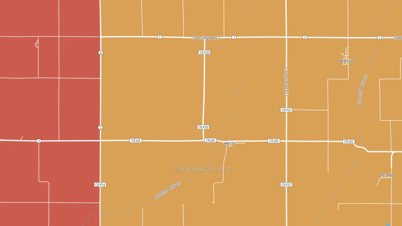 Maloy, IA Map of Murder Rates