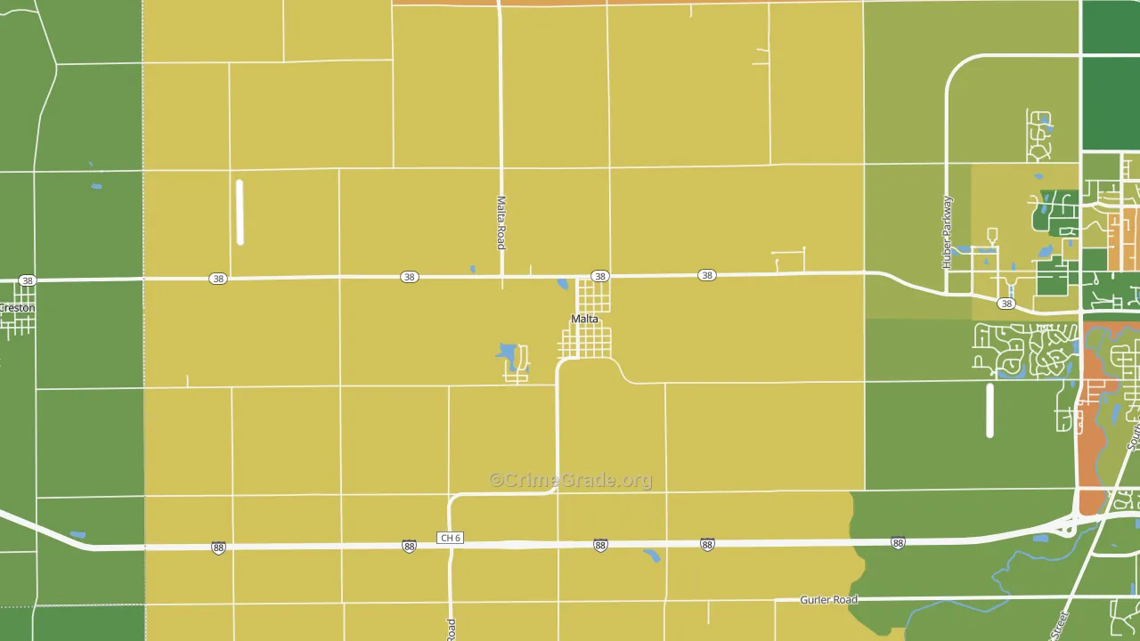 Malta, IL Map of Murder Rates