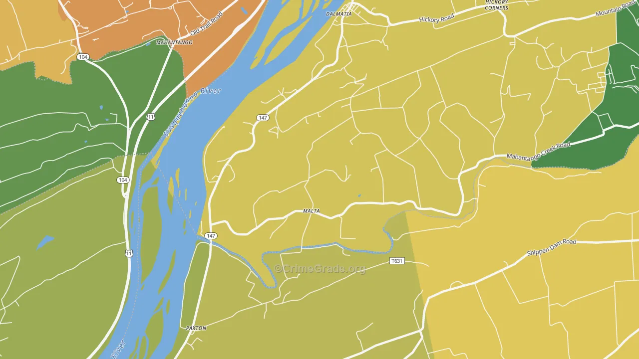 Malta, PA Map of Murder Rates