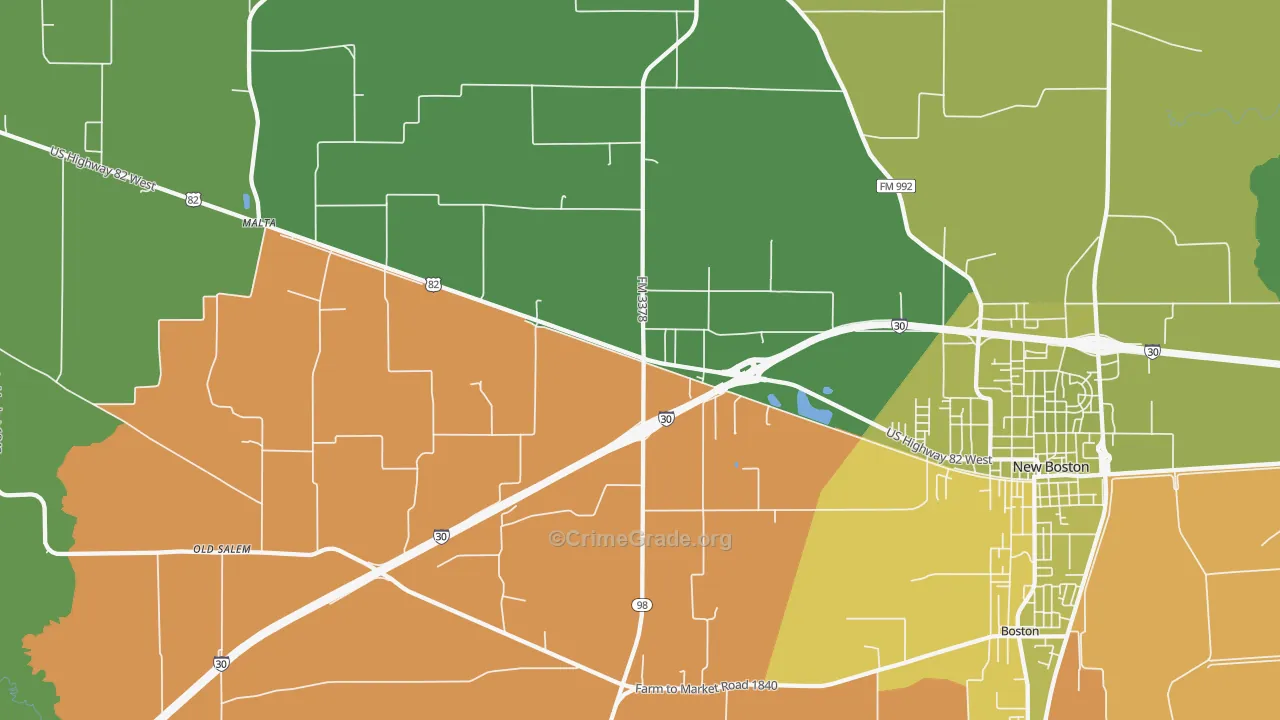 Malta, TX Map of Murder Rates