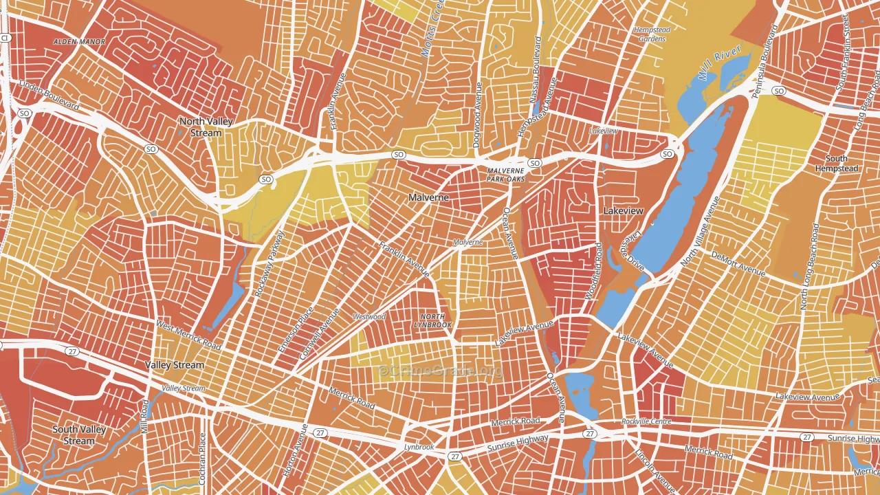Malverne, NY Map of Murder Rates
