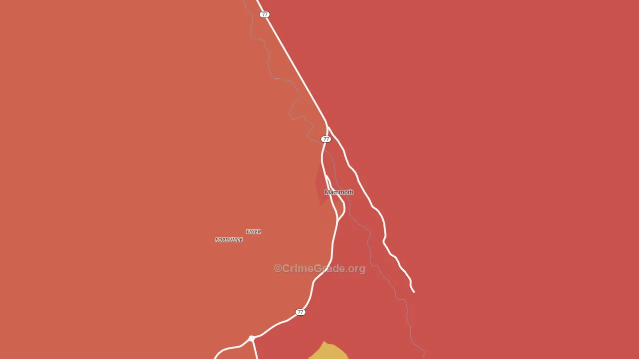 Mammoth, AZ Map of Murder Rates