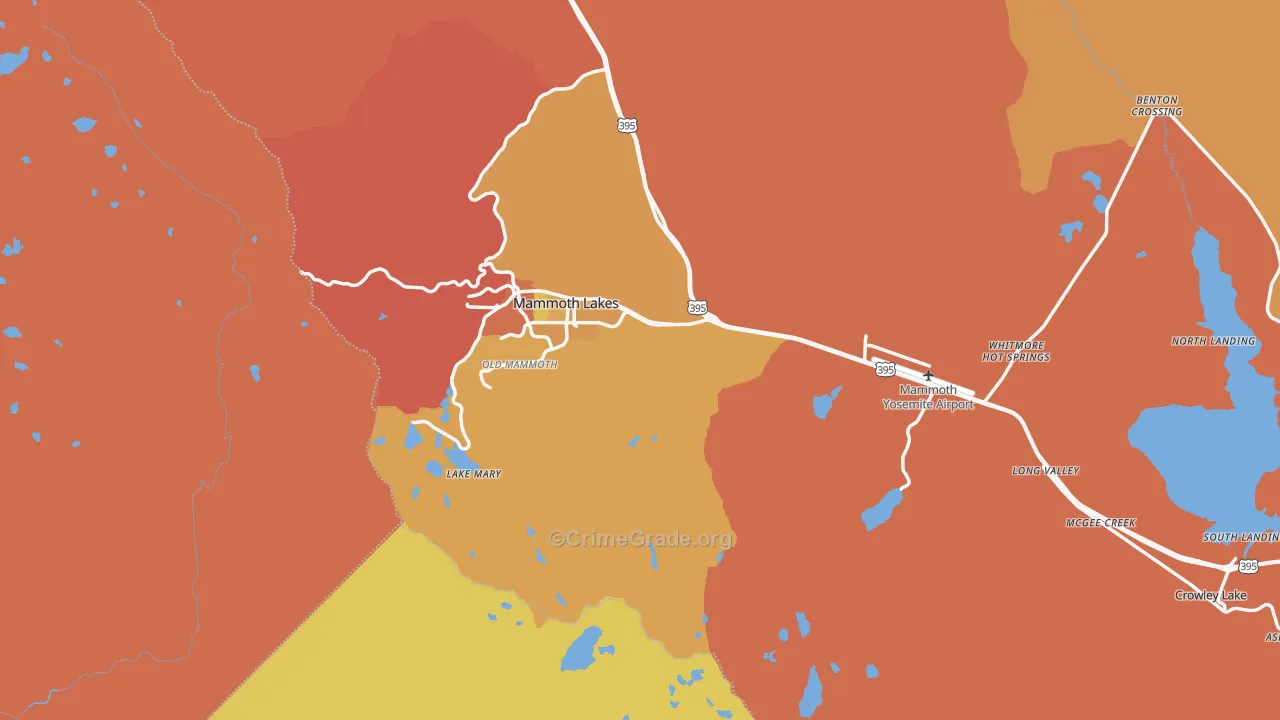 Mammoth Lakes, CA Map of Murder Rates