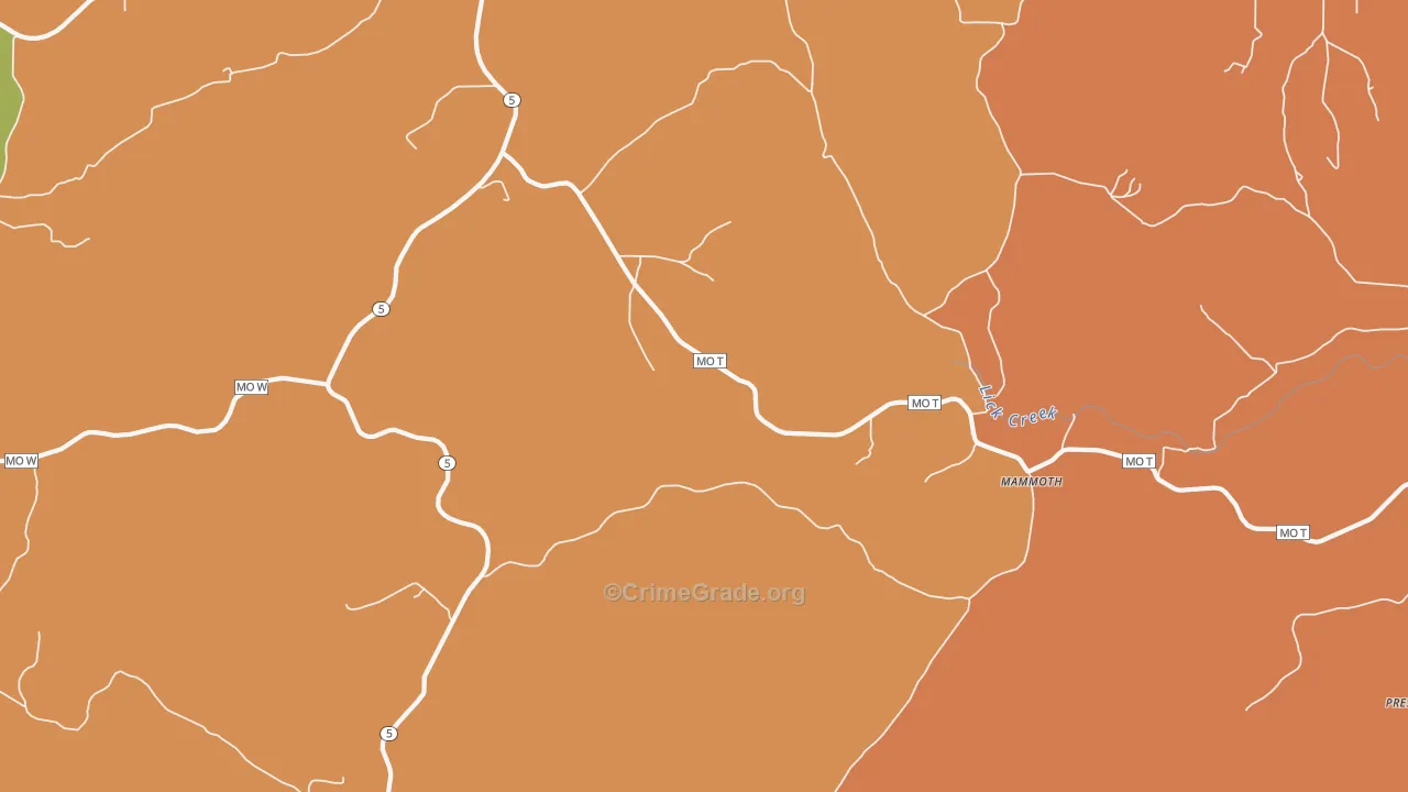 Mammoth, MO Map of Murder Rates