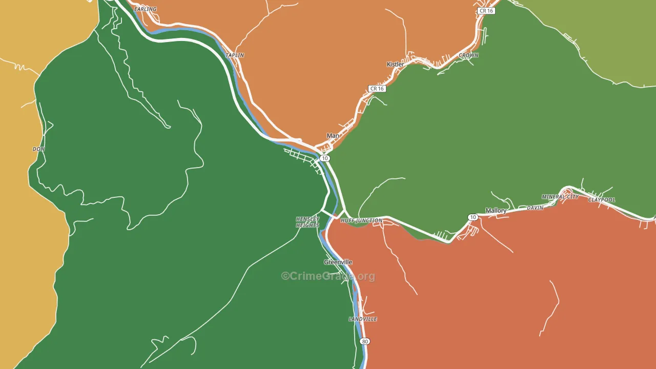 Man, WV Map of Murder Rates