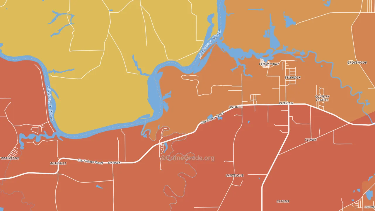 Manack, AL Map of Murder Rates