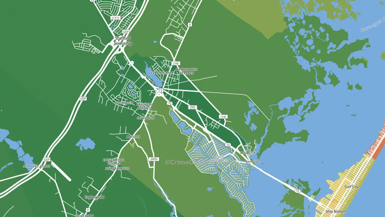 Manahawkin, NJ Map of Murder Rates