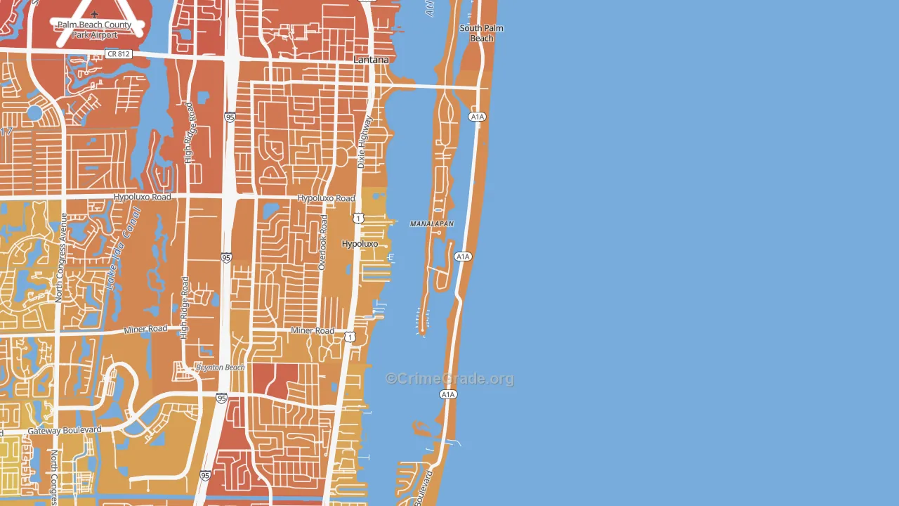 Manalapan, FL Map of Murder Rates