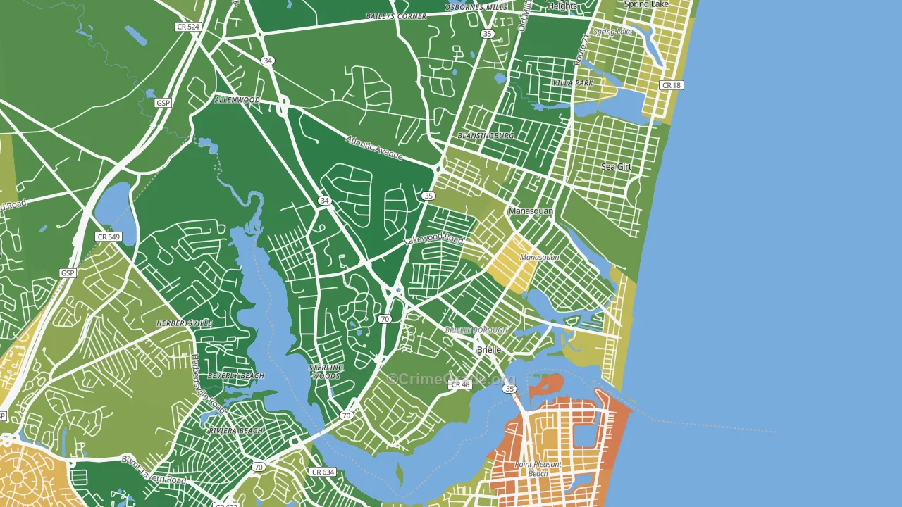 Manasquan, NJ Map of Murder Rates