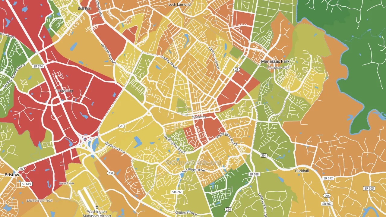 Manassas City, VA Map of Murder Rates