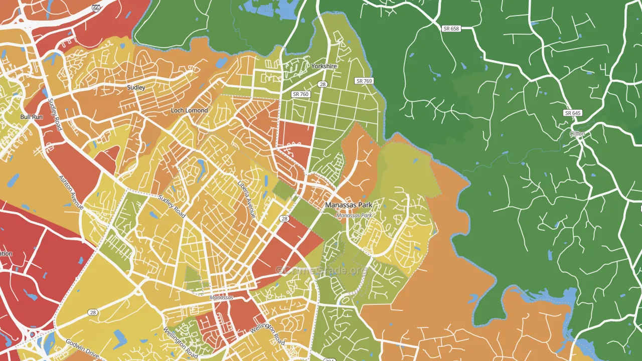Manassas Park City, VA Map of Murder Rates