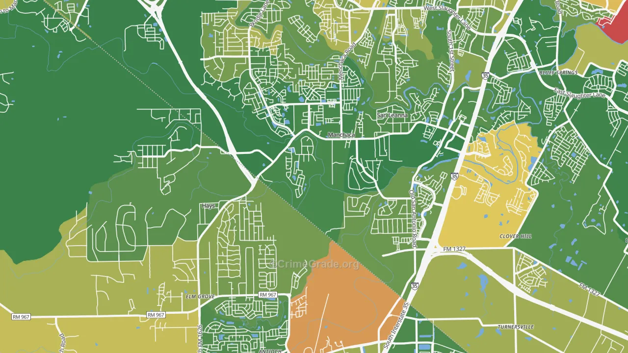 Manchaca, TX Map of Murder Rates