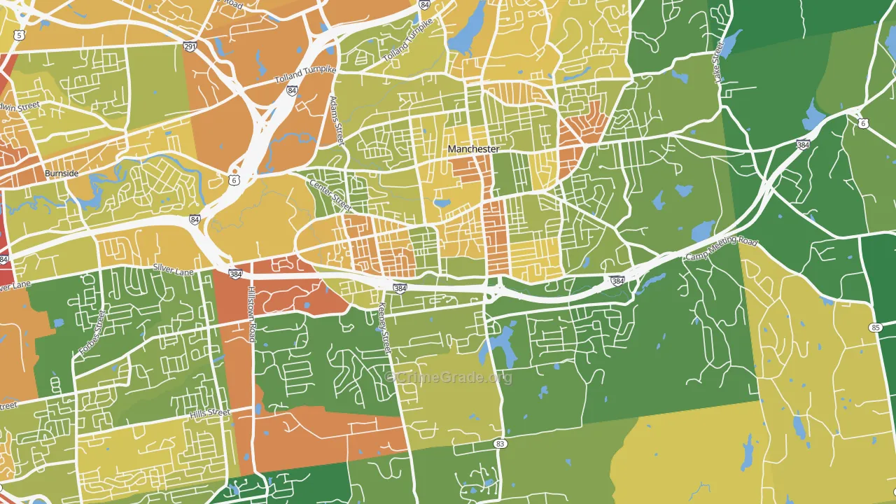 Manchester, CT Map of Murder Rates