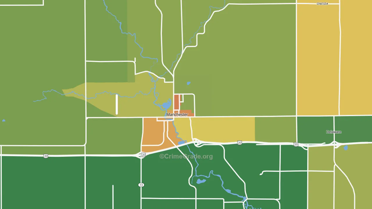 Manchester, IA Map of Murder Rates