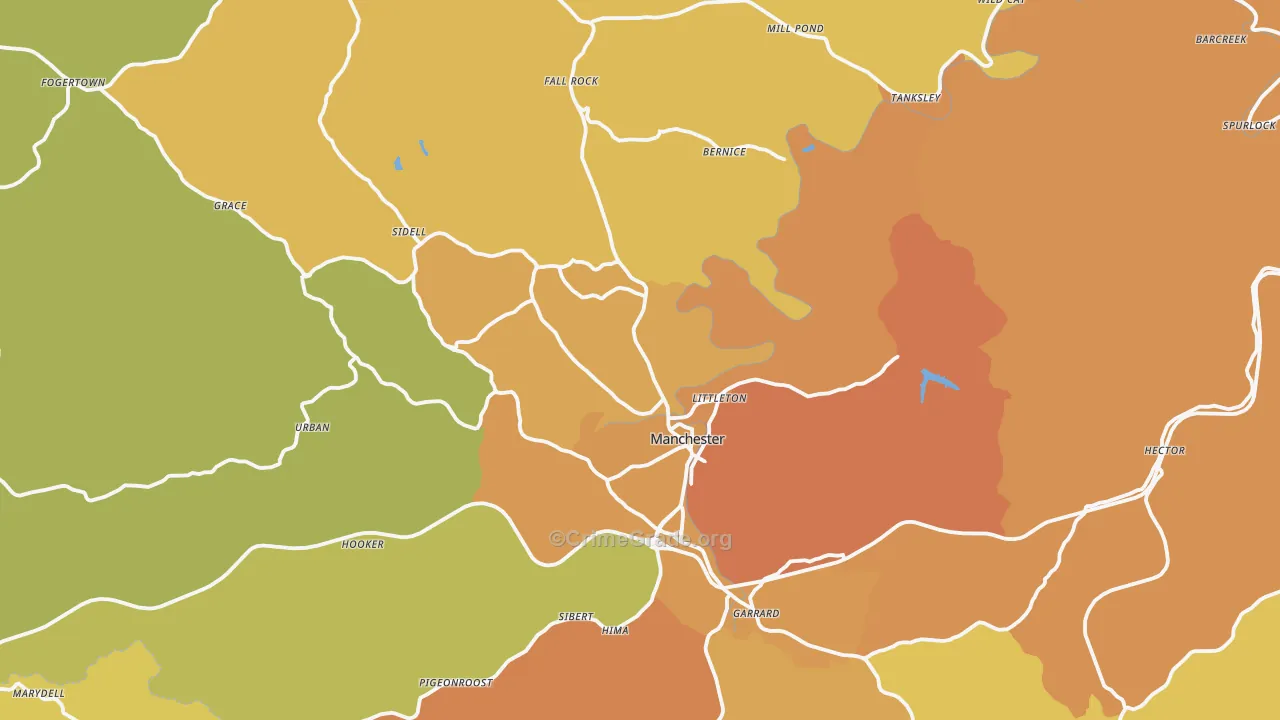 Manchester, KY Map of Murder Rates