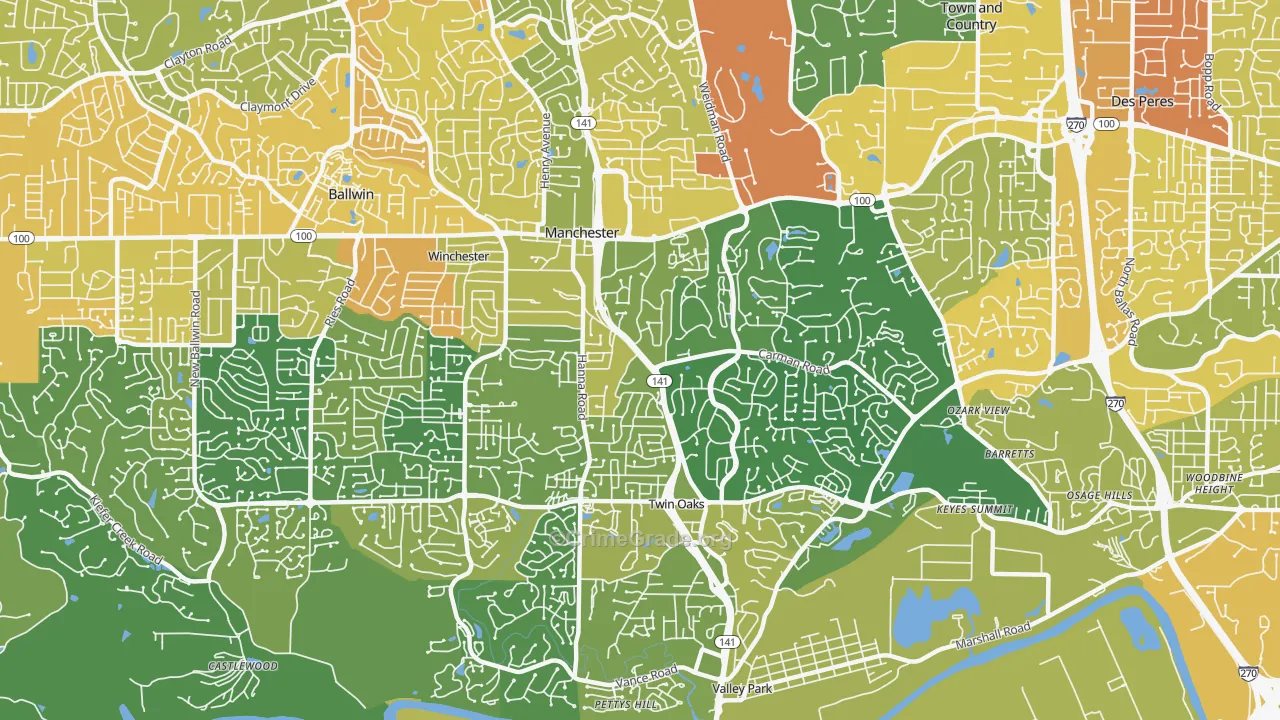 Manchester, MO Map of Murder Rates