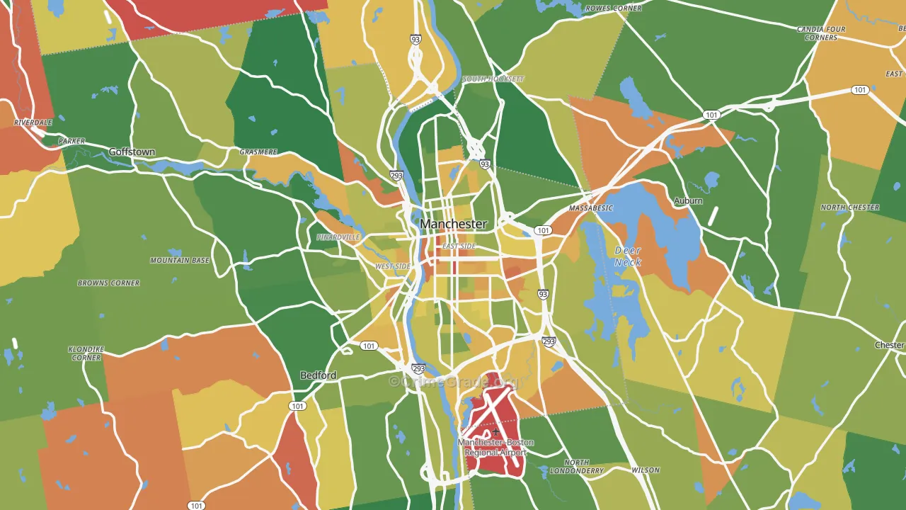 Manchester, NH Map of Murder Rates