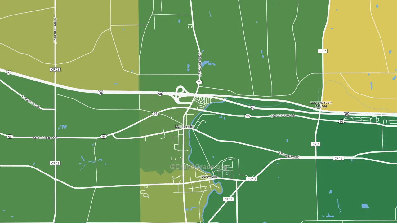 Manchester, NY Map of Murder Rates