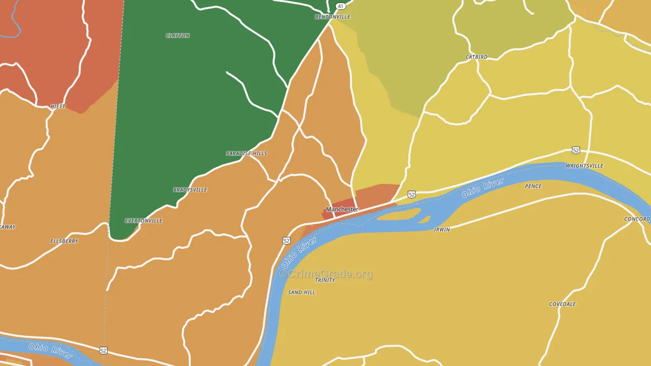 Manchester, OH Map of Murder Rates