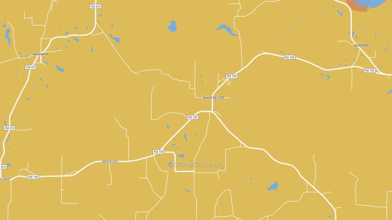 Manchester, TX Map of Murder Rates