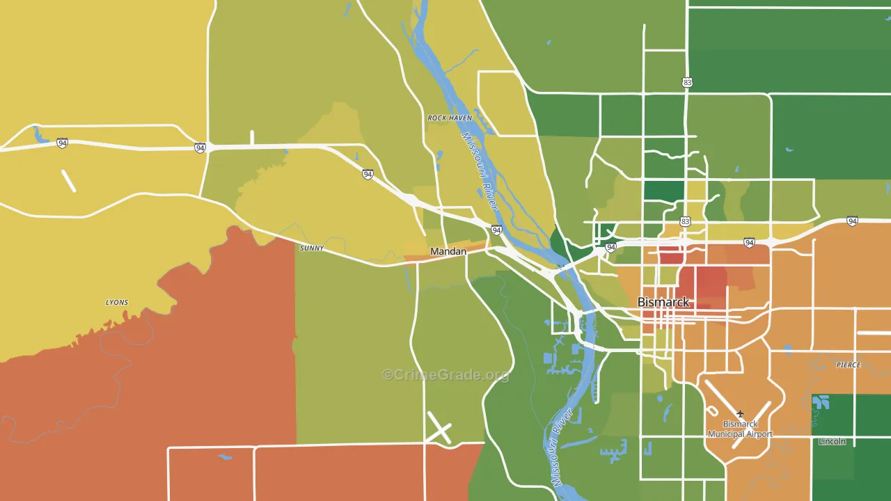 Mandan, ND Map of Murder Rates
