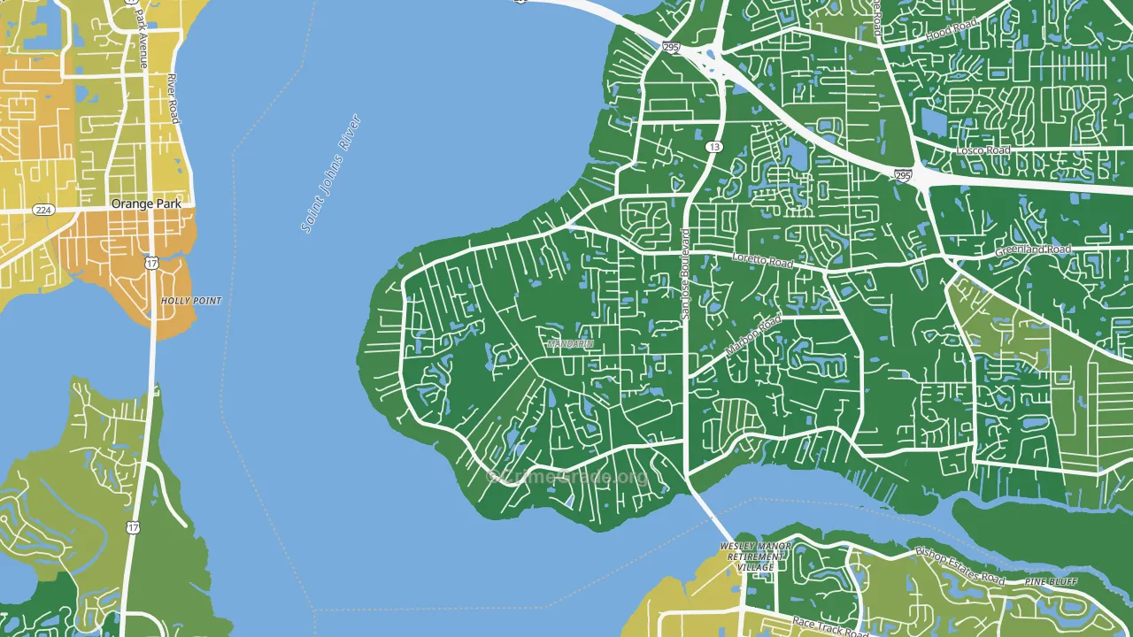 Mandarin, Jacksonville, FL Map of Murder Rates