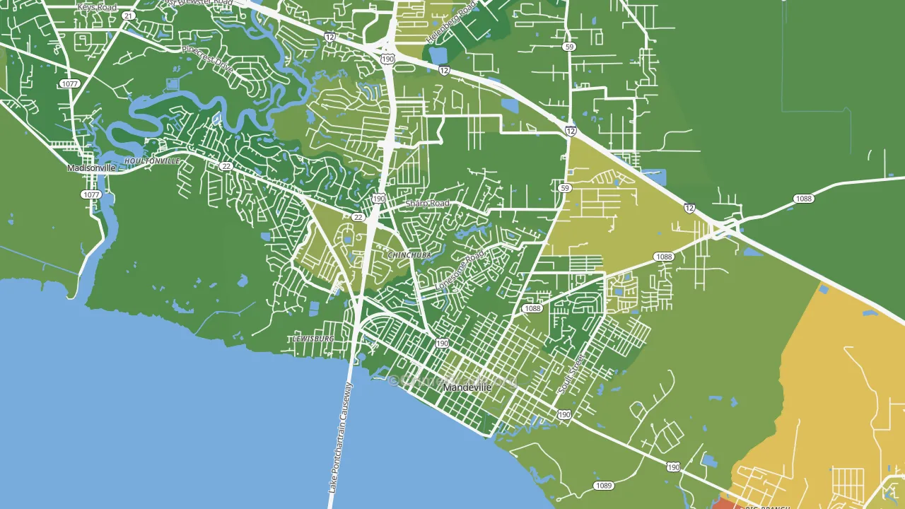 Mandeville, LA Map of Murder Rates