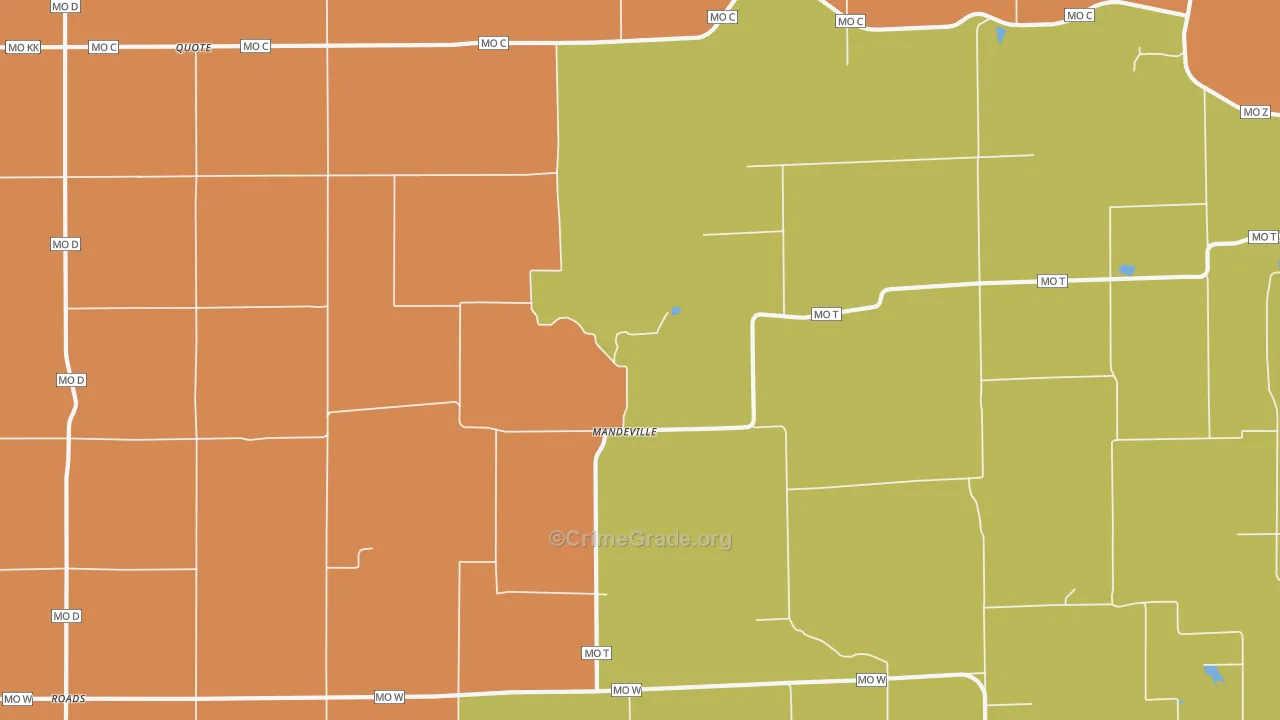 Mandeville, MO Map of Murder Rates