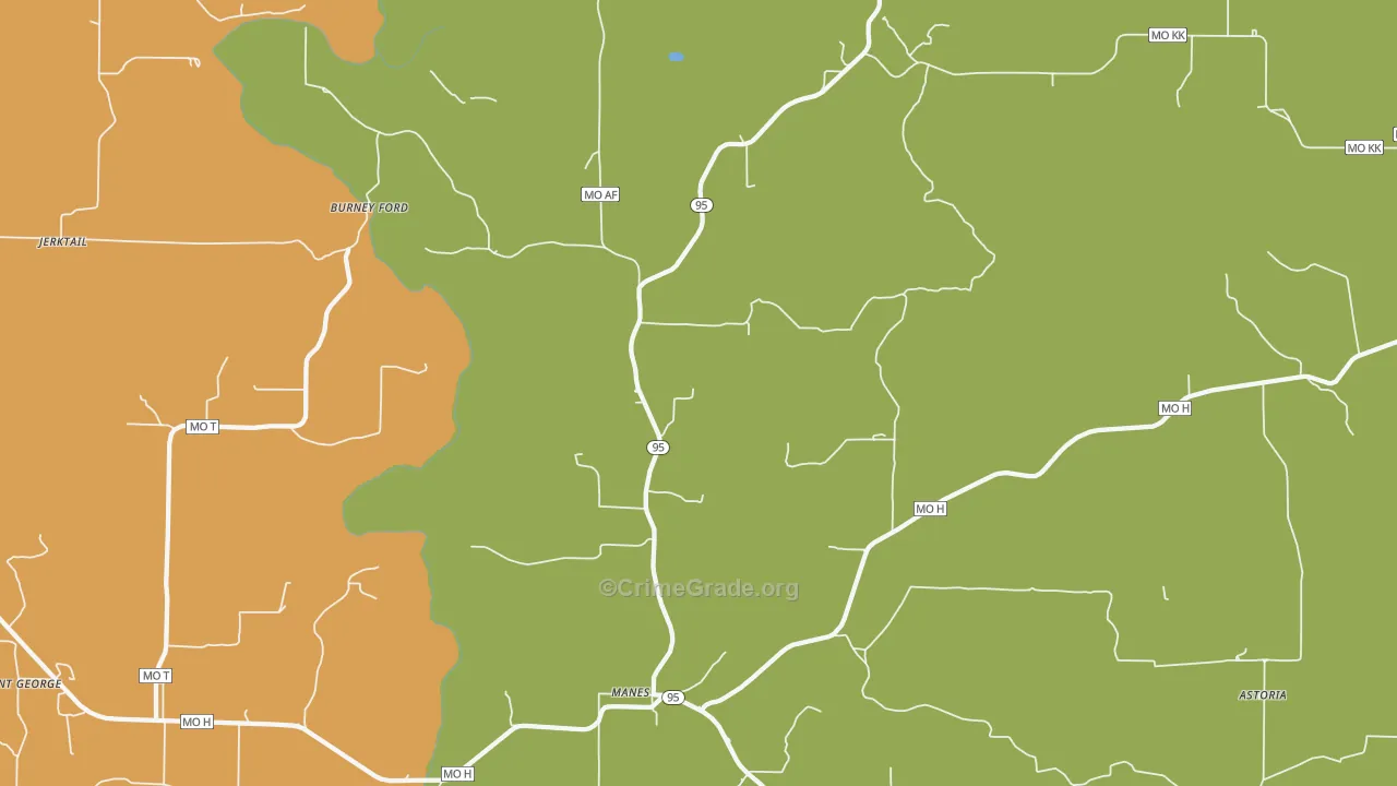 Manes, MO Map of Murder Rates