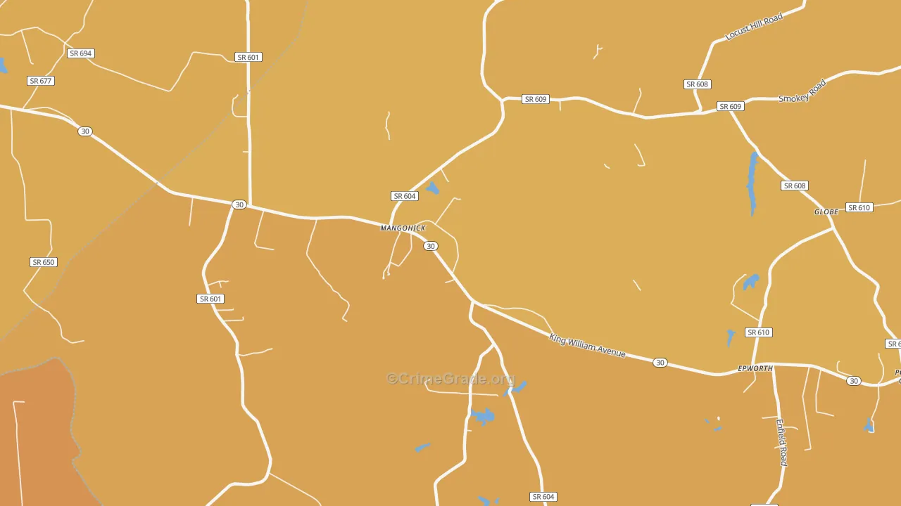 Mangohick, VA Map of Murder Rates