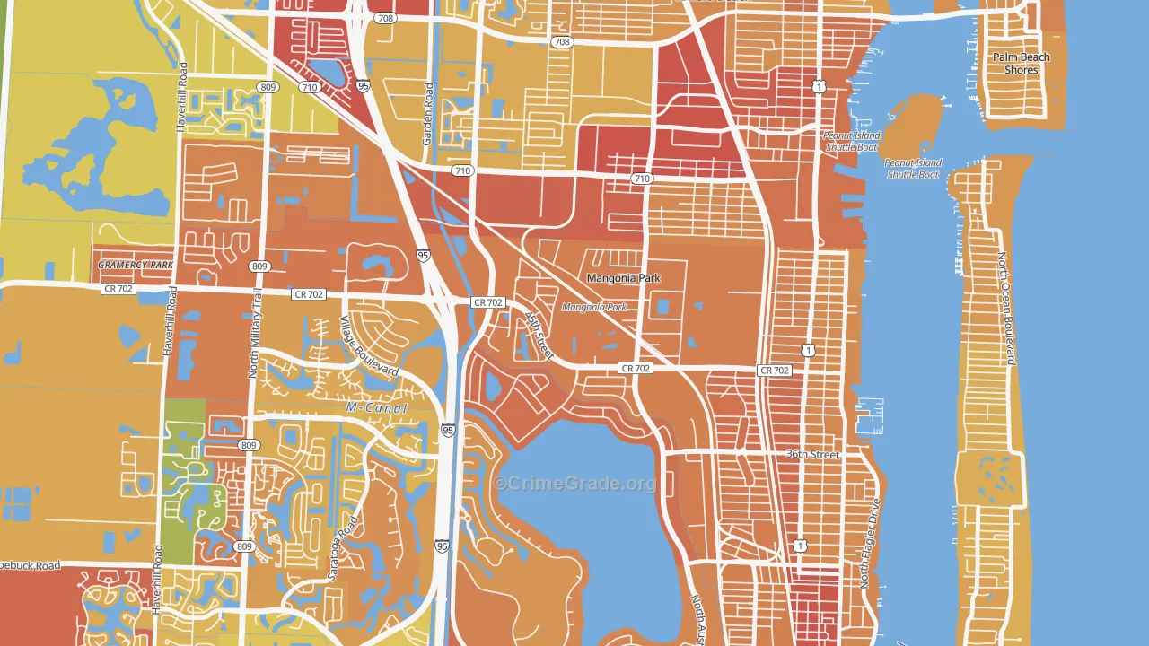 Mangonia Park, FL Map of Murder Rates
